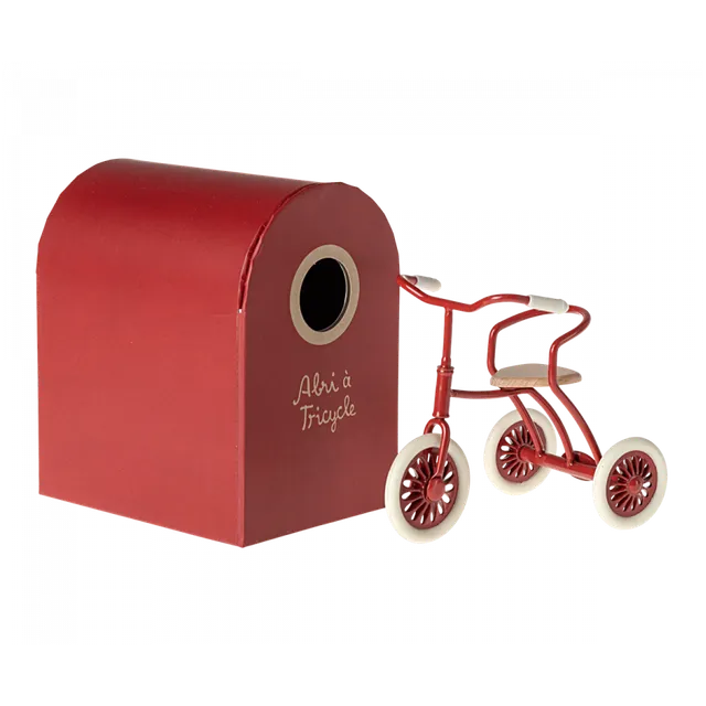 Maileg Abri triciclo per topi rosso in metallo 9x7 cm