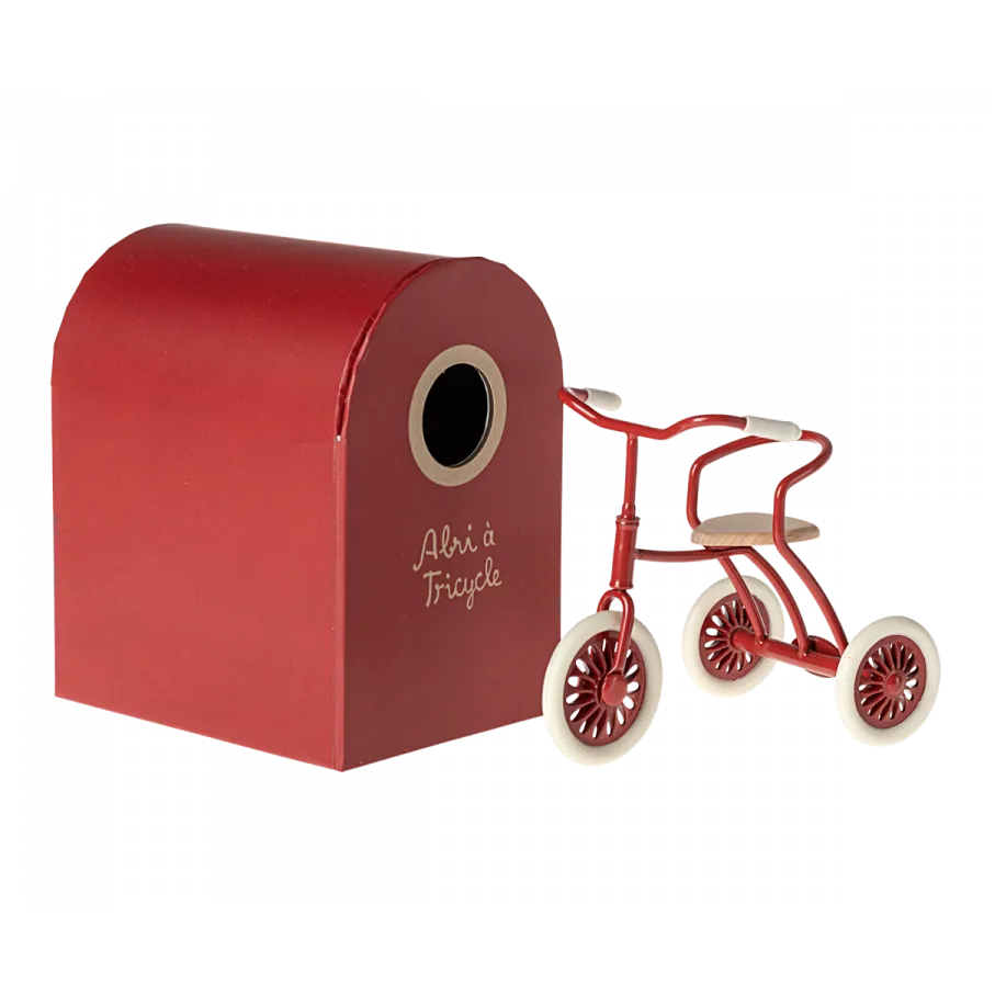 Maileg Abri triciclo per topi rosso in metallo 9x7 cm