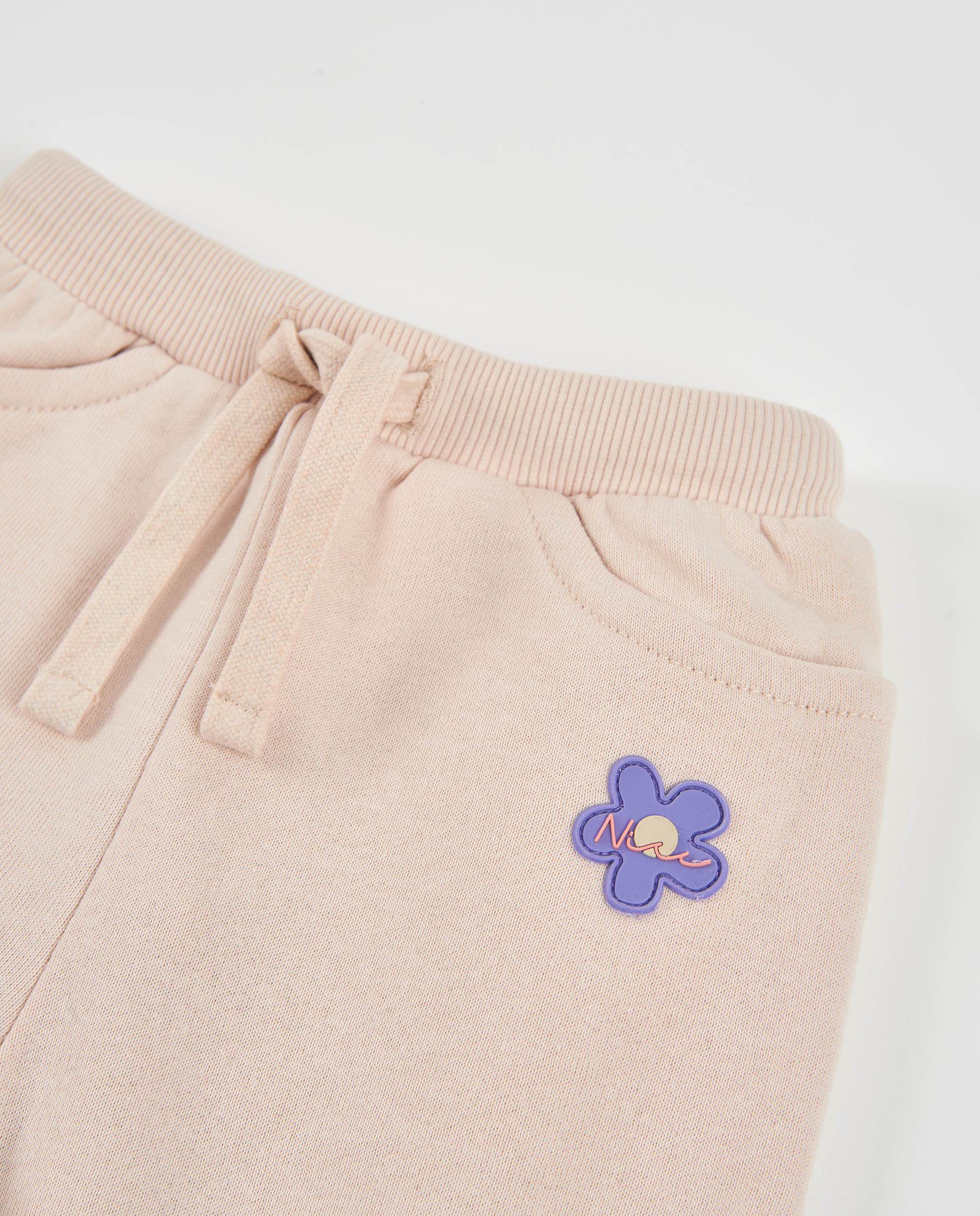 Tuc Tuc pantaloni bambina beige felpa ricamo fiori