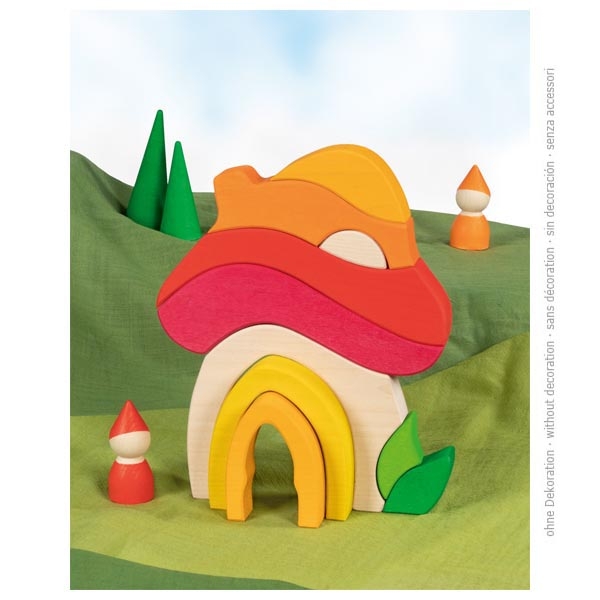 Goki Fungo rosso casa impilabile legno 19 cm