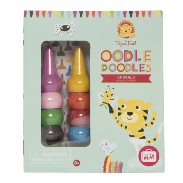 Tiger Tribe Oodle Doodle pastelli cera Animals con adesivi