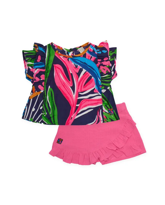 Tuc Tuc completo bambina navy camicia e gonna rosa