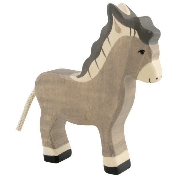 Holztiger Asino figura in legno dipinta a mano