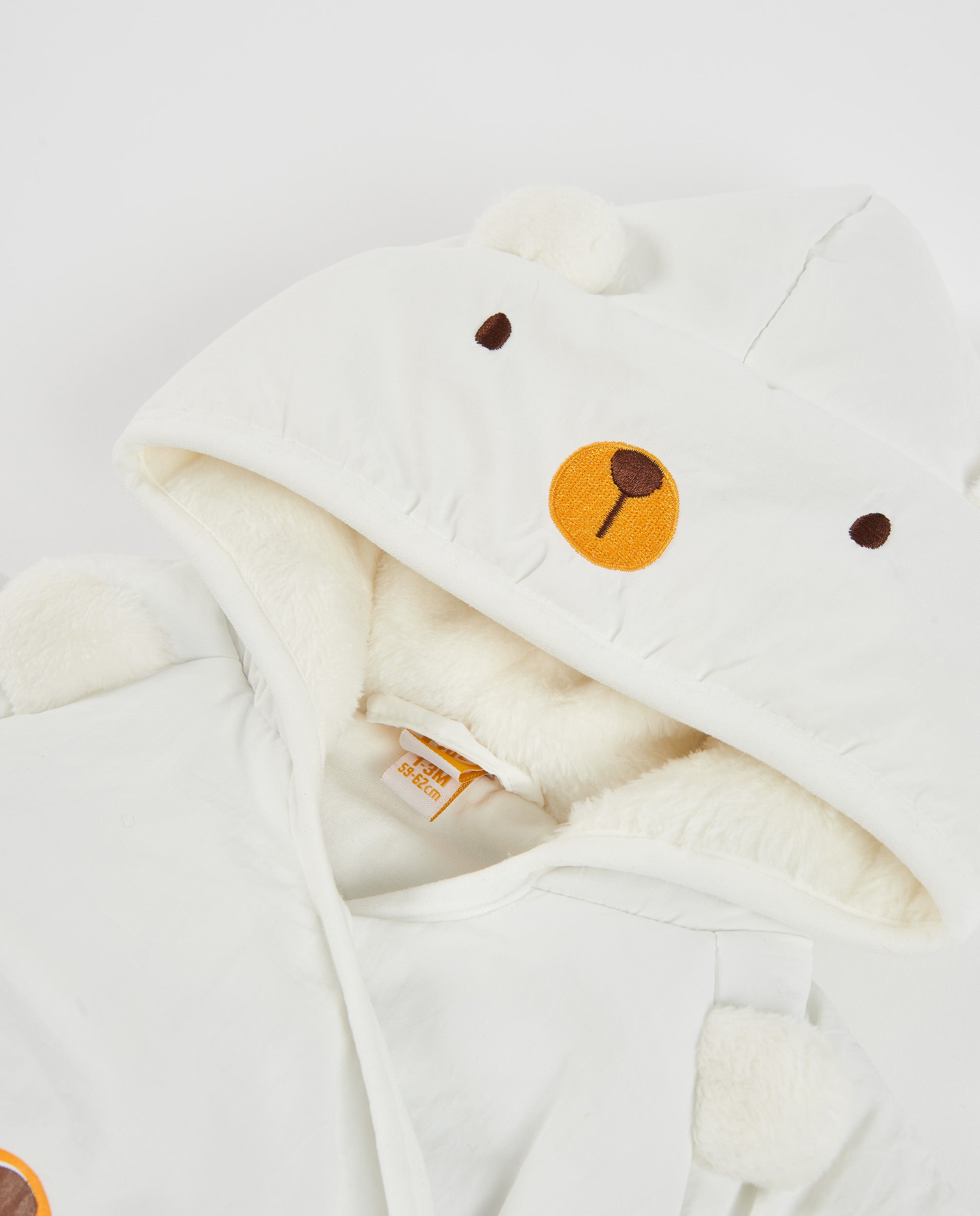 Tuc tuc cappotto neonato bianco orsetto con cappuccio
