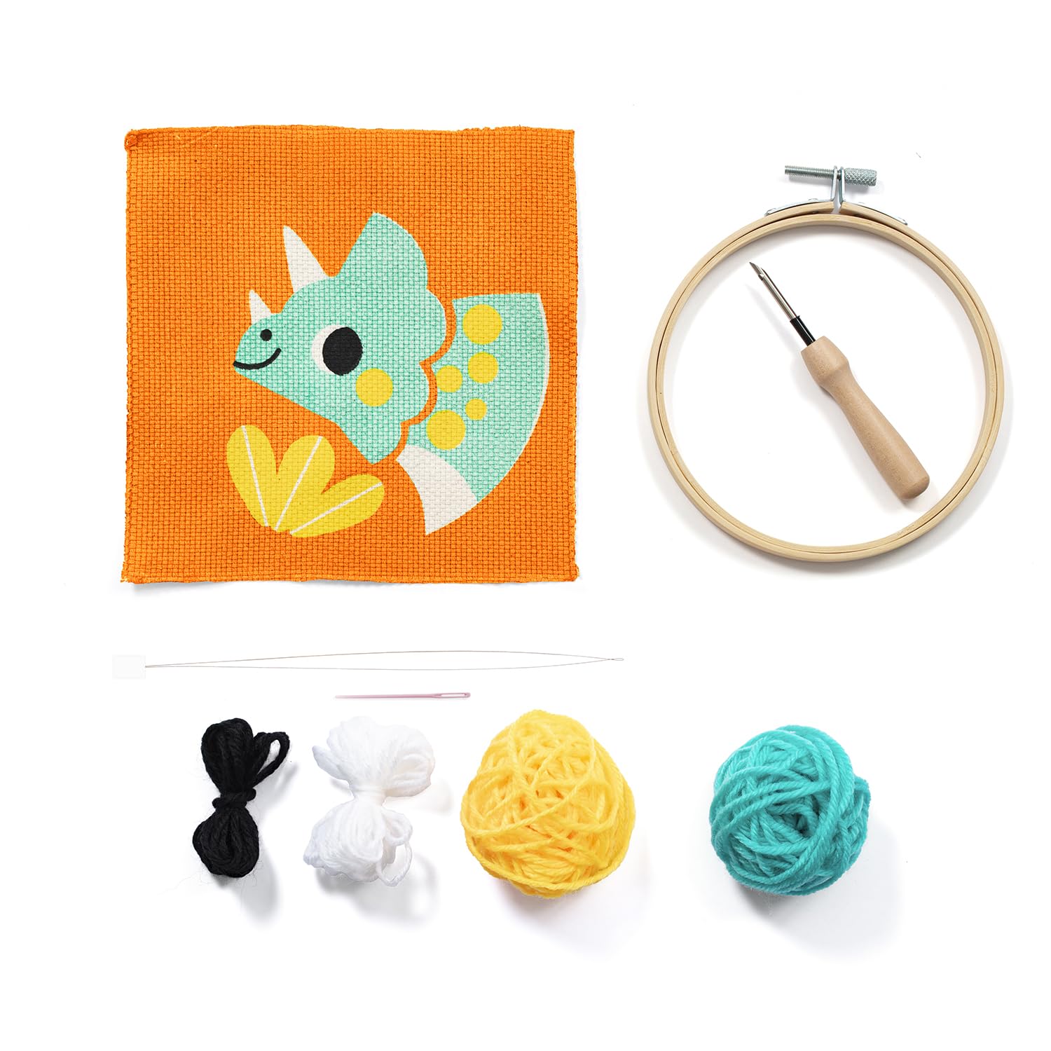 Avenue Mandarine Dino kit ricamo punch needle bambini