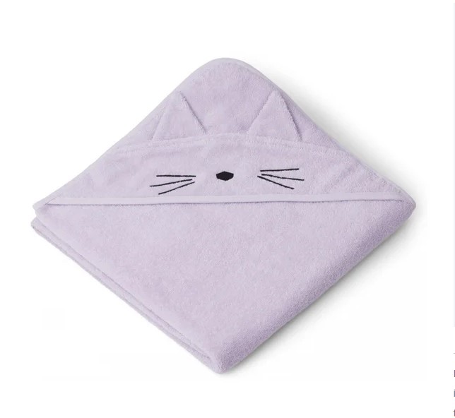 Liewood Albert telo bagno lilla cat 70x70 cotone bio
