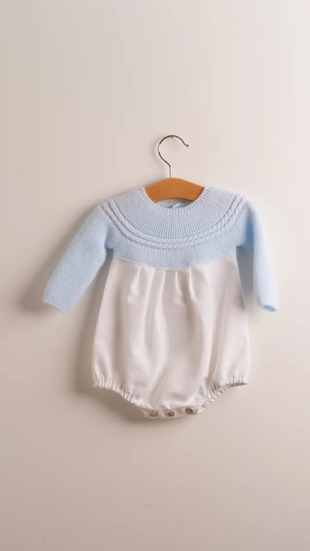 Mebi pagliaccetto neonato piqué bianco punto azzurro