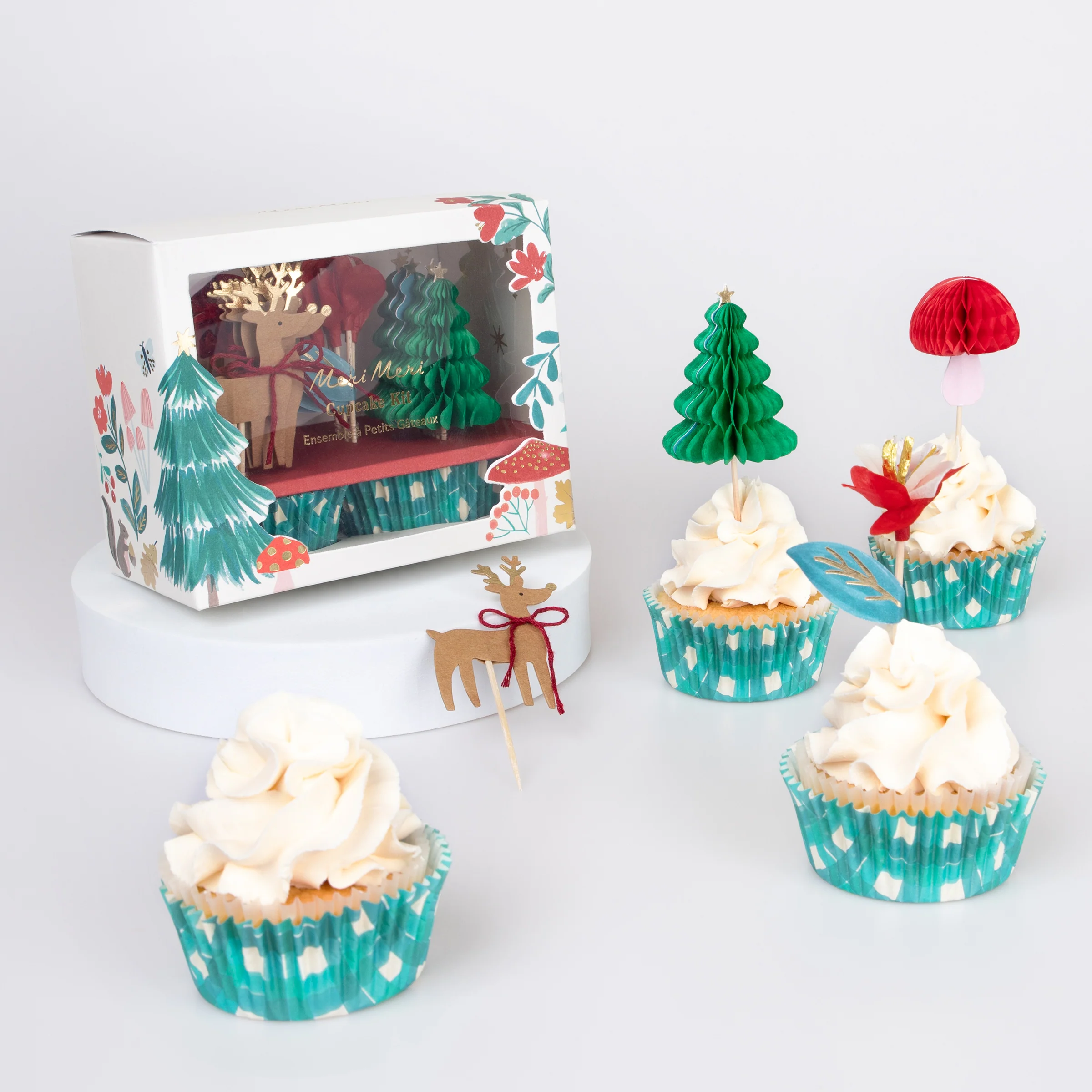 Meri Meri Winter Woodland set cupcake 24 pezzi nido d’ape