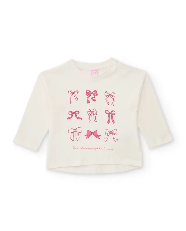 Tuc Tuc Little Ballerina maglia bambina bianca stampa fiocchi