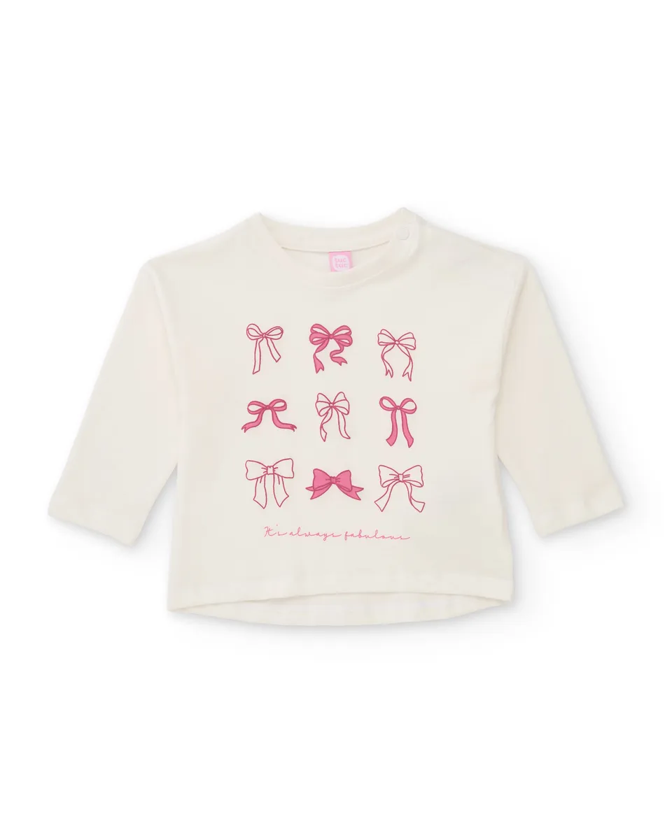 Tuc Tuc Little Ballerina maglia bambina bianca stampa fiocchi