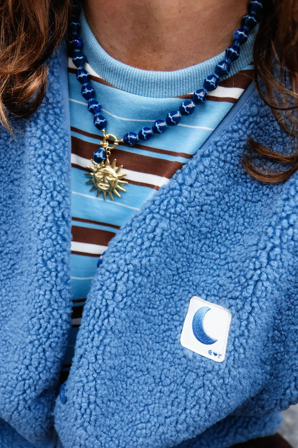 Ella and Rapha marine SUN necklace collana blu acciaio