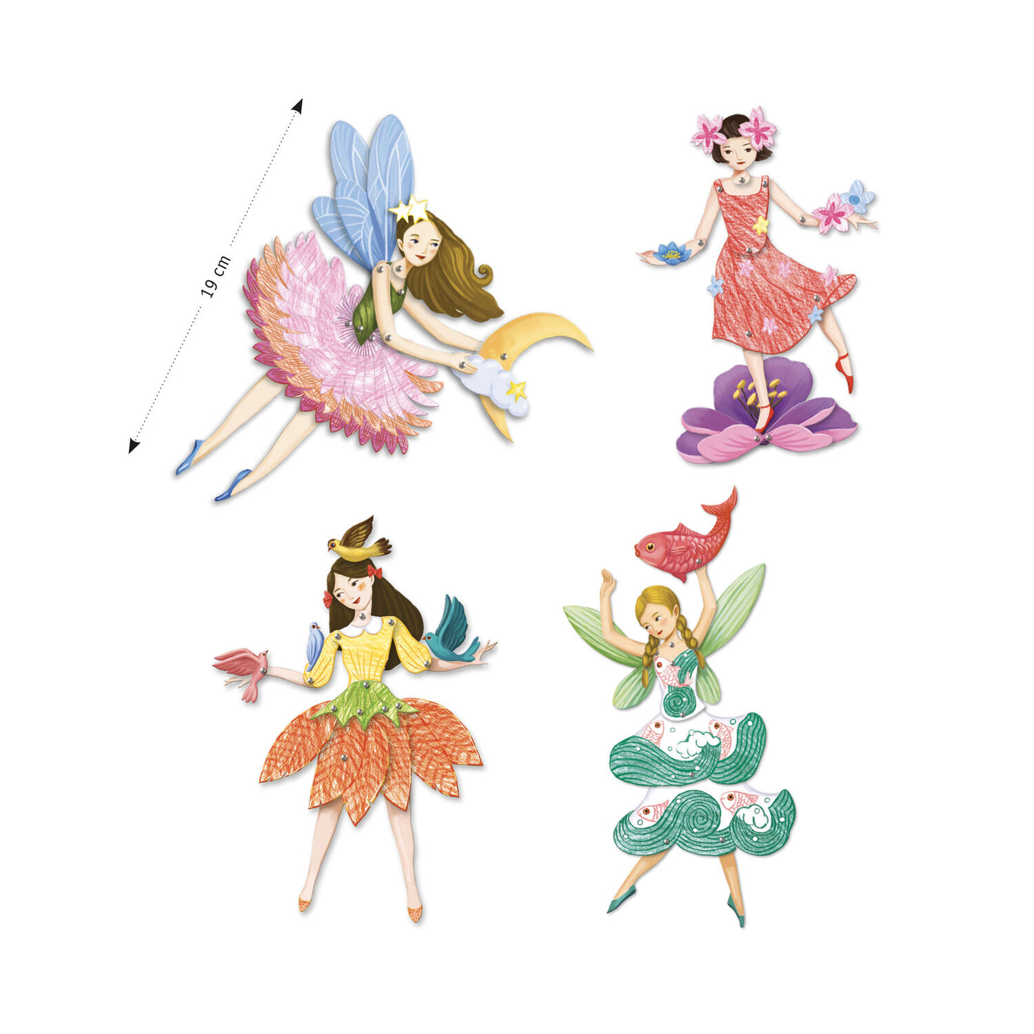 Djeco Fate marionette di carta set creativo 6 pezzi dai 6 anni