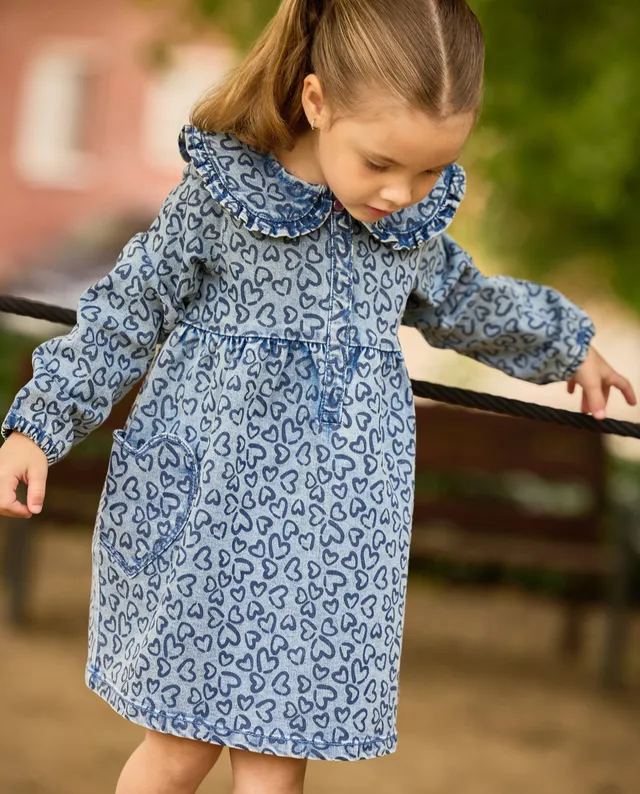 Tuc Tuc vestito bimba denim azzurro stampa cuori