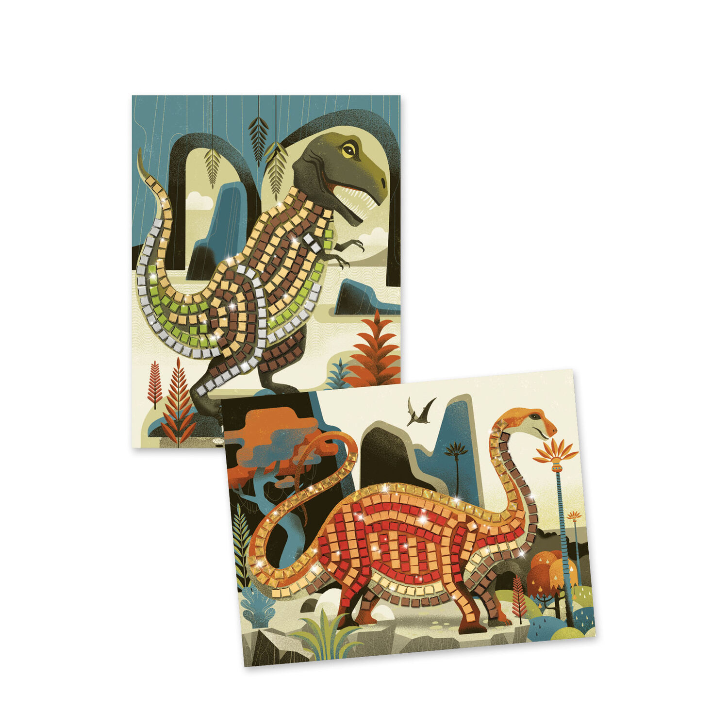 Djeco Mosaico Dinosauri set artistico 2 schede metallizzato