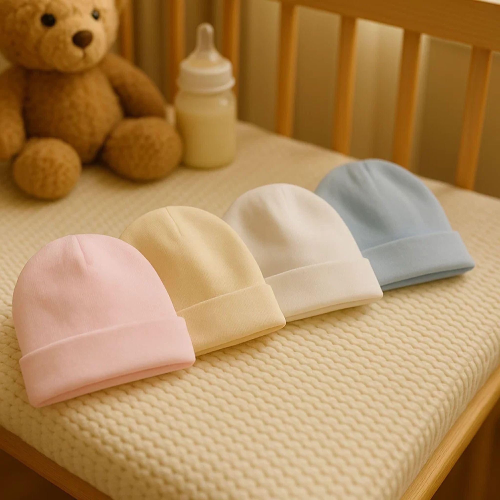 Babidu cappellino neonato cotone bianco ipoallergenico