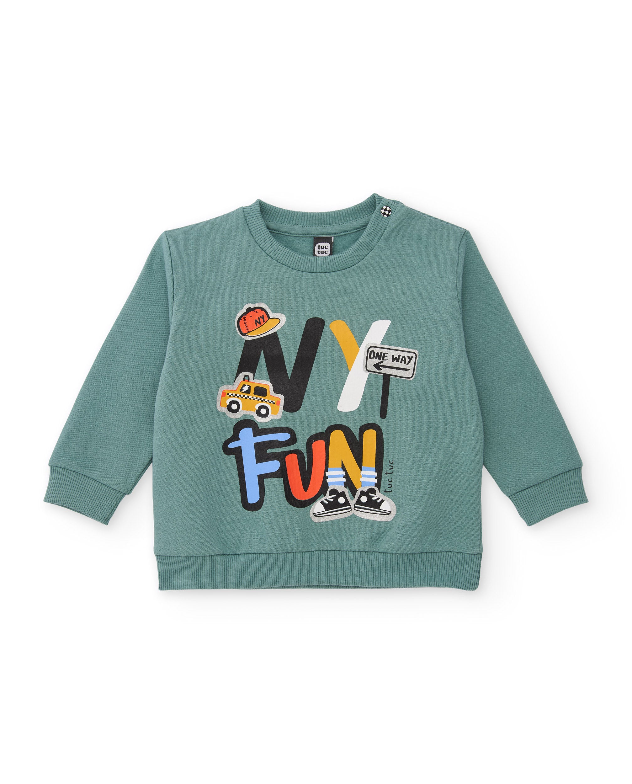 Tuc Tuc felpa bambino verde acqua macchinine Fun