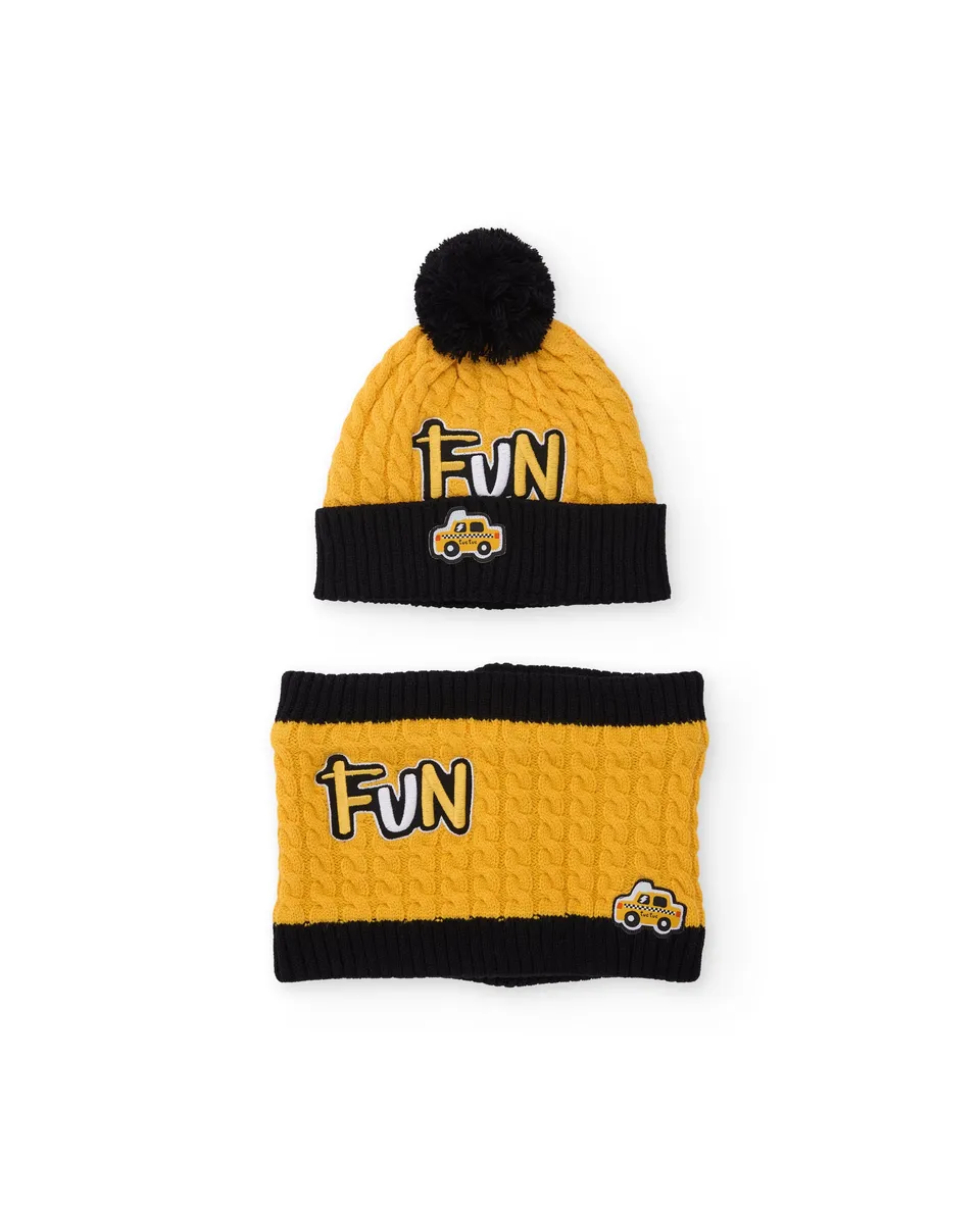 Tuc tuc NY Fun set bimbo giallo cappello scaldacollo