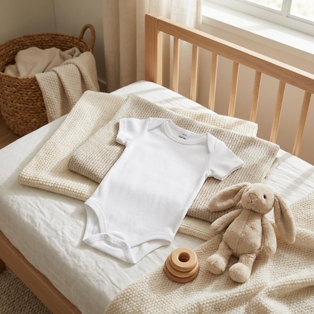 Babidu Bambù body neonato bianco 9 mesi maniche corte