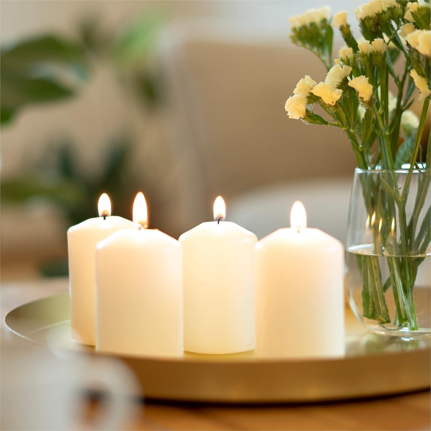 Set 3 candele cera avorio 40x70 mm da tavolo