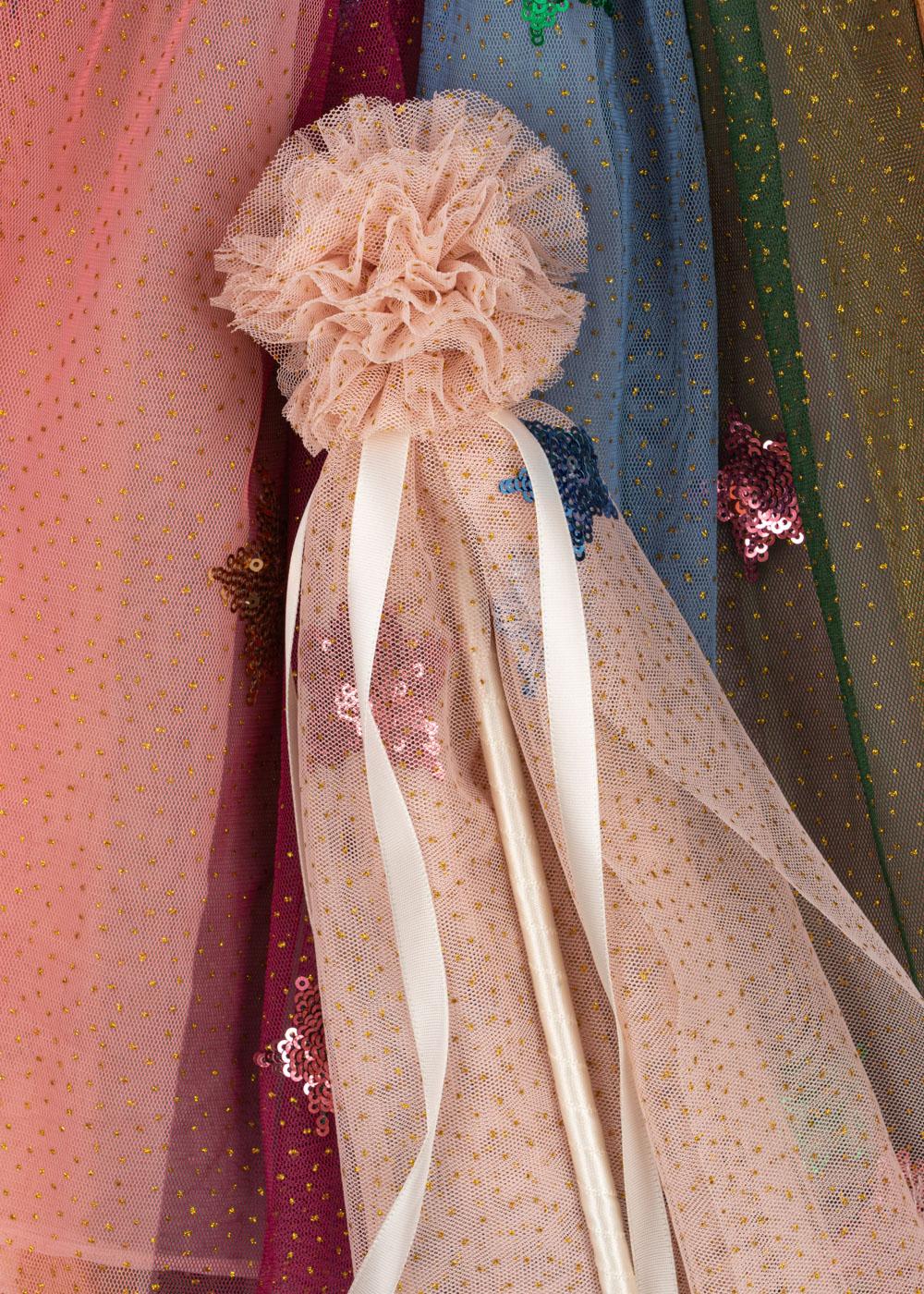 Konges Sløjd Mantello Arcobaleno costume glitterato con bacchetta