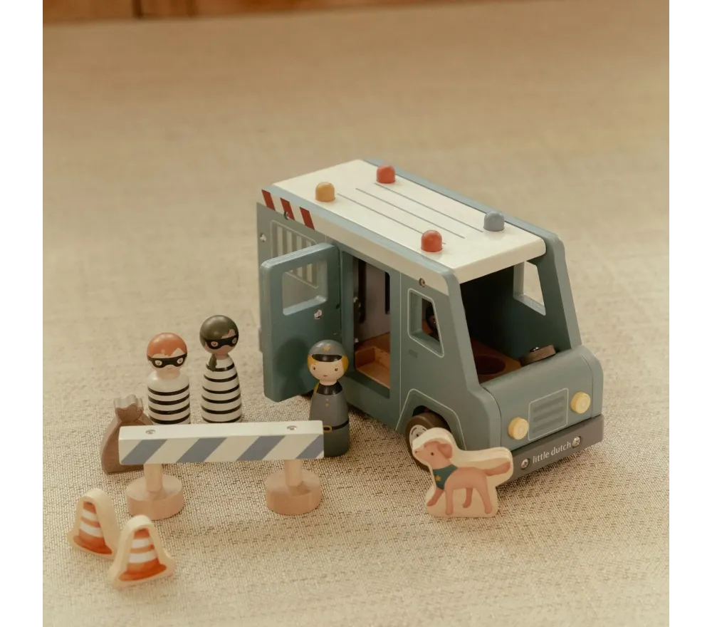 Little Dutch Camionetta polizia macchinina legno con personaggi