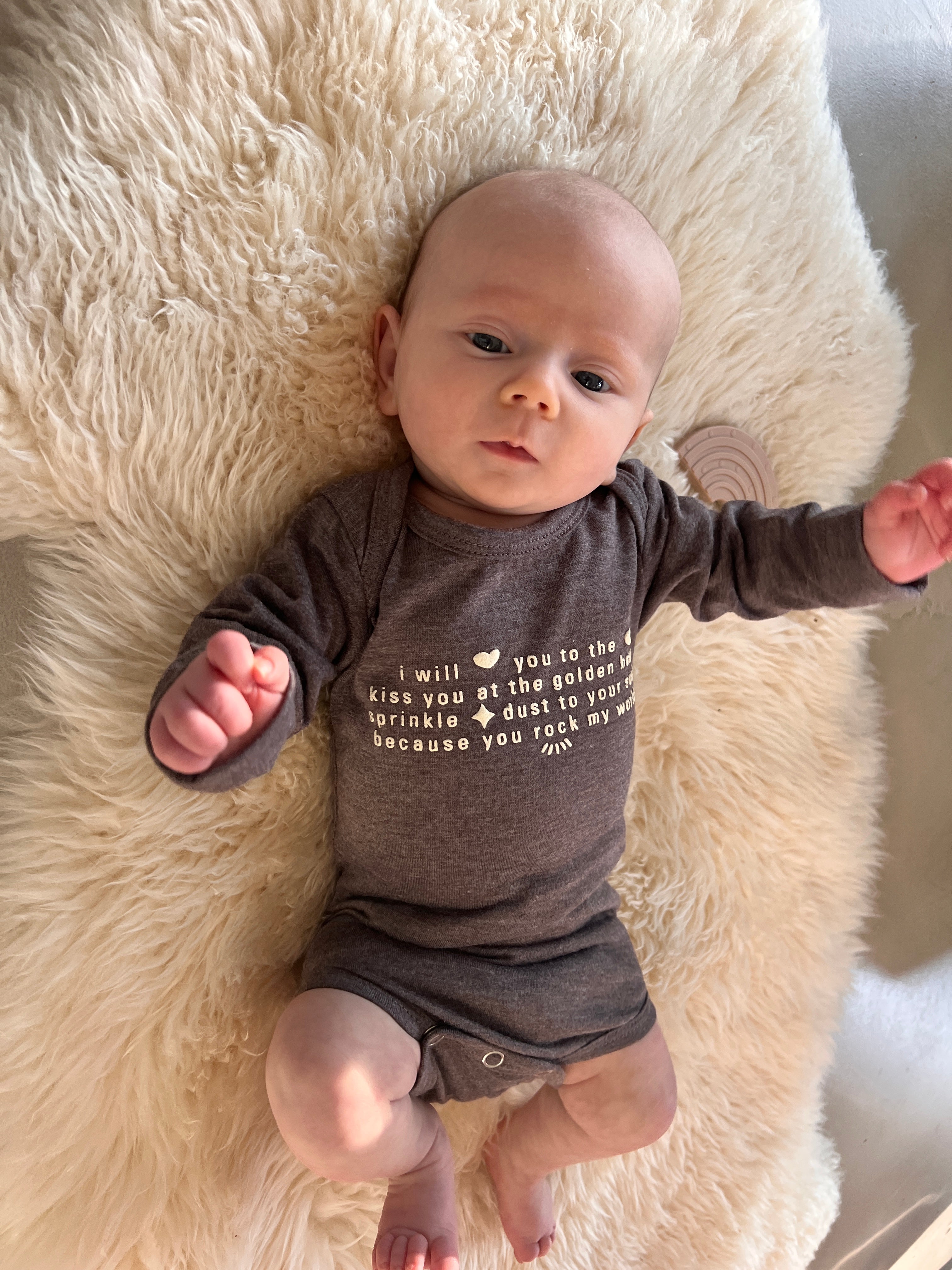 Ella and Rapha To The Moon body neonato grigio morbido