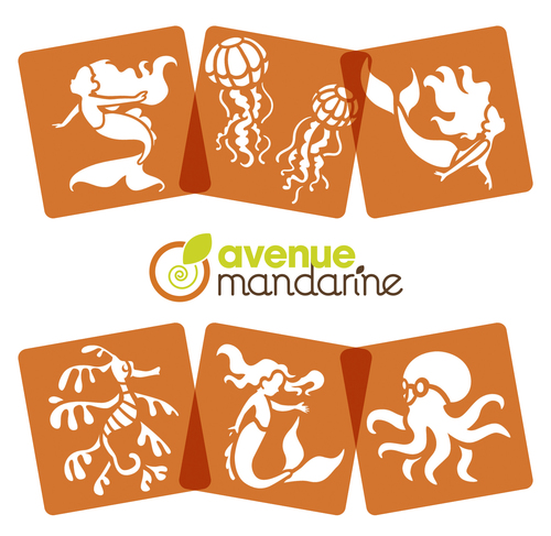 Avenue Mandarine Fondo al Mare stencil 6 pezzi 15 cm
