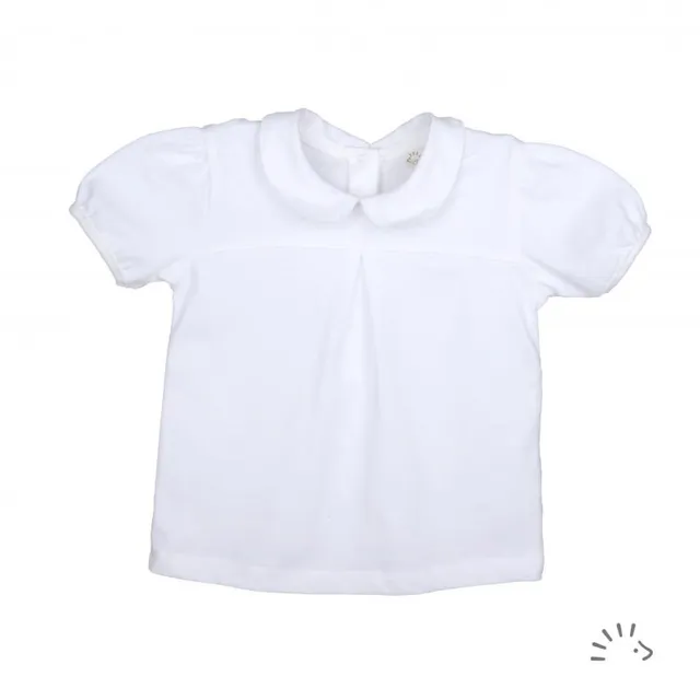 Popolini blusa maniche corte bianca bimba cotone organico