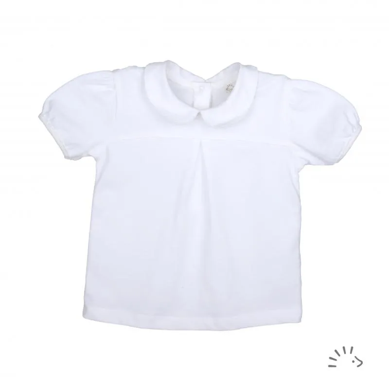 Popolini blusa maniche corte bianca bimba cotone organico