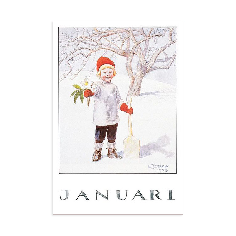 Elsa Beskow Gennaio cartolina mese 10,5x15 cm
