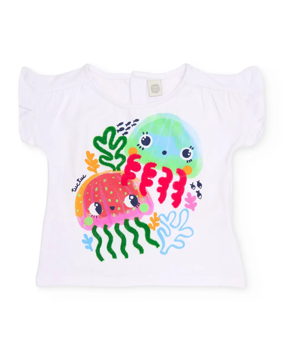 Tuc Tuc t-shirt bambina bianca meduse manica volant
