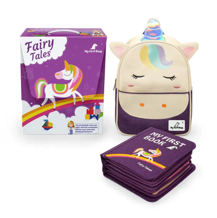 Fairy Tale Quiet Book libro sensoriale stoffa 12 pagine