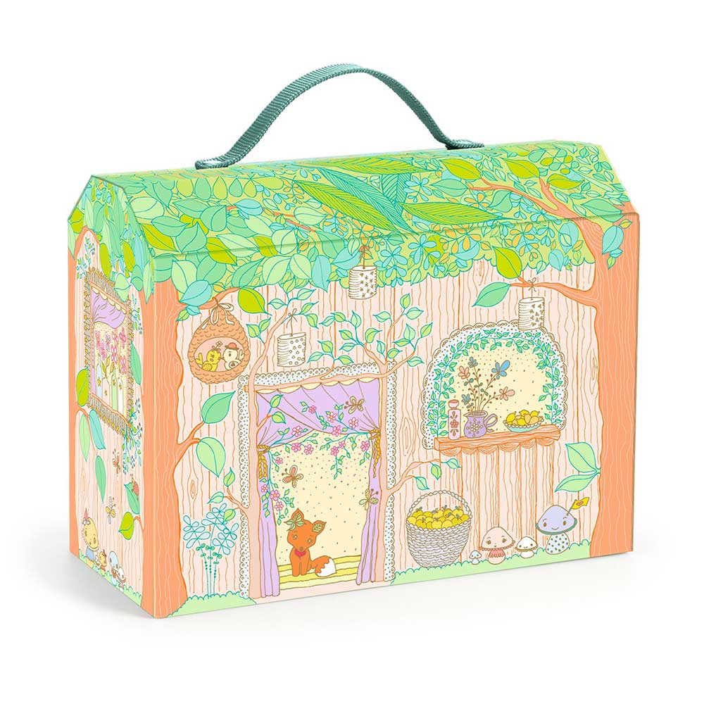 Djeco Tinyly Sylvia Fox House personaggio vinile con valigetta