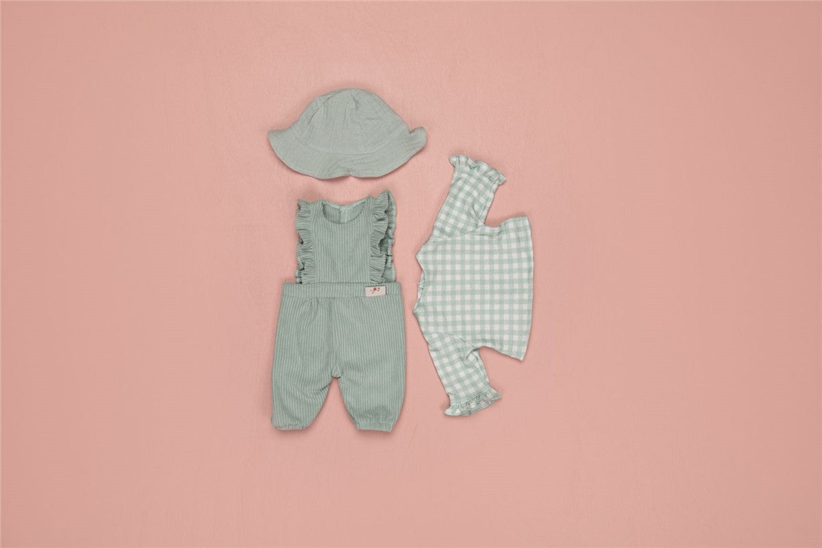 Little Dutch Vestito Bambola Quadri Verdi con Cappello