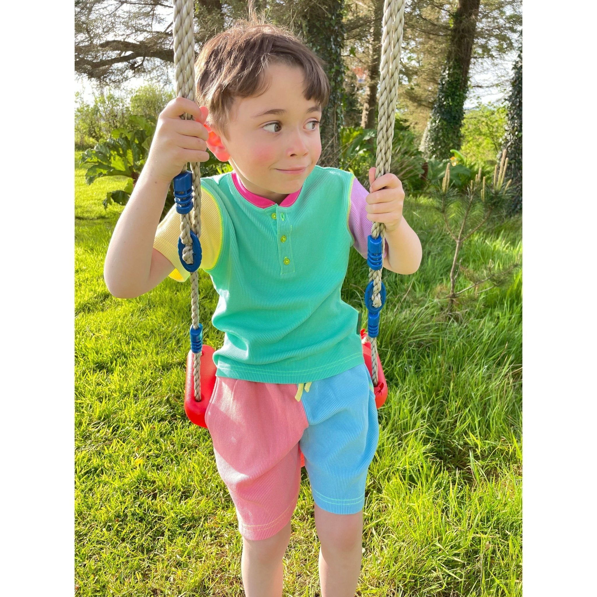 Slugs & Snails 90s Neon Shortee completo bimbi cotone waffle neon