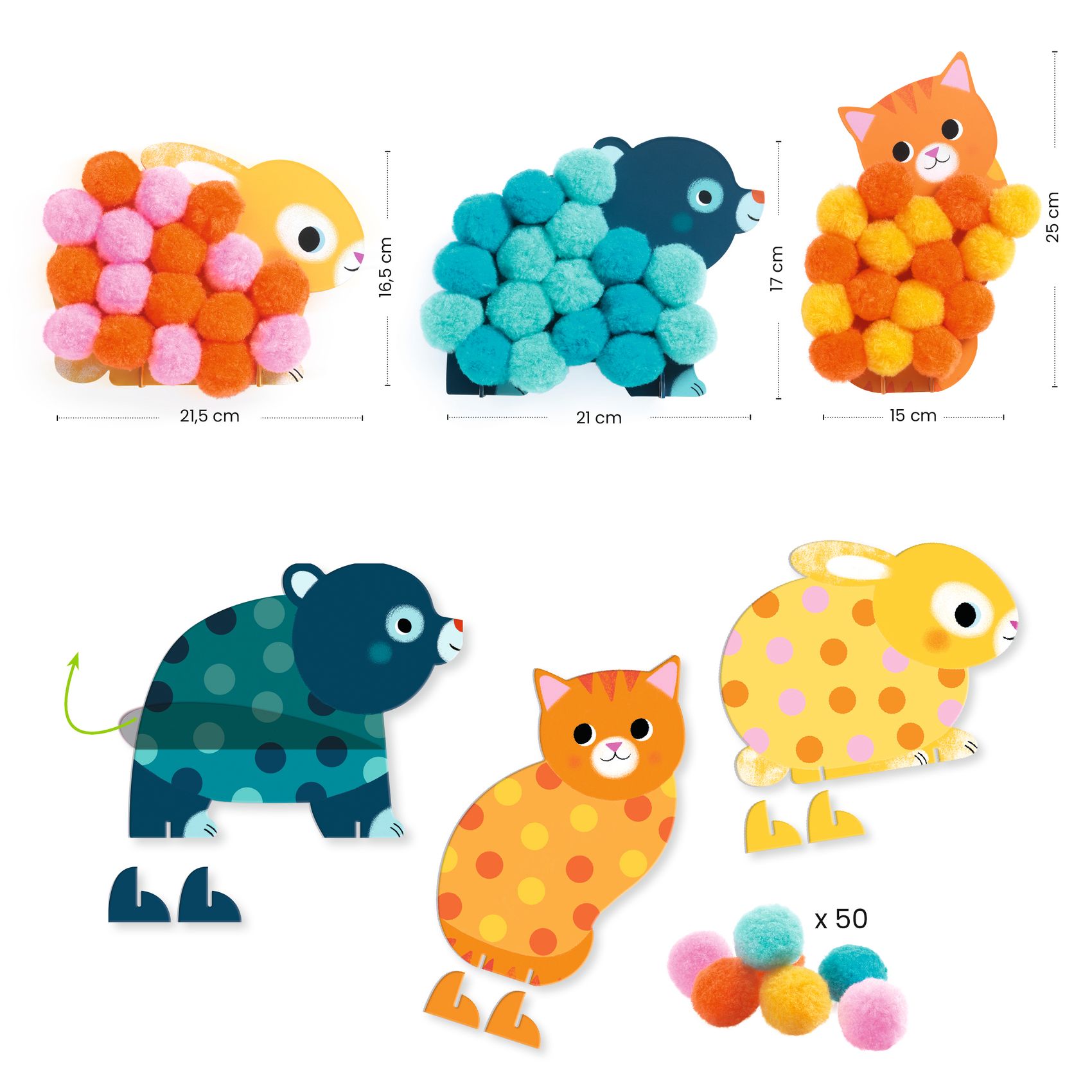 Djeco Pompoms Collage Circles Animals kit 3 quadri