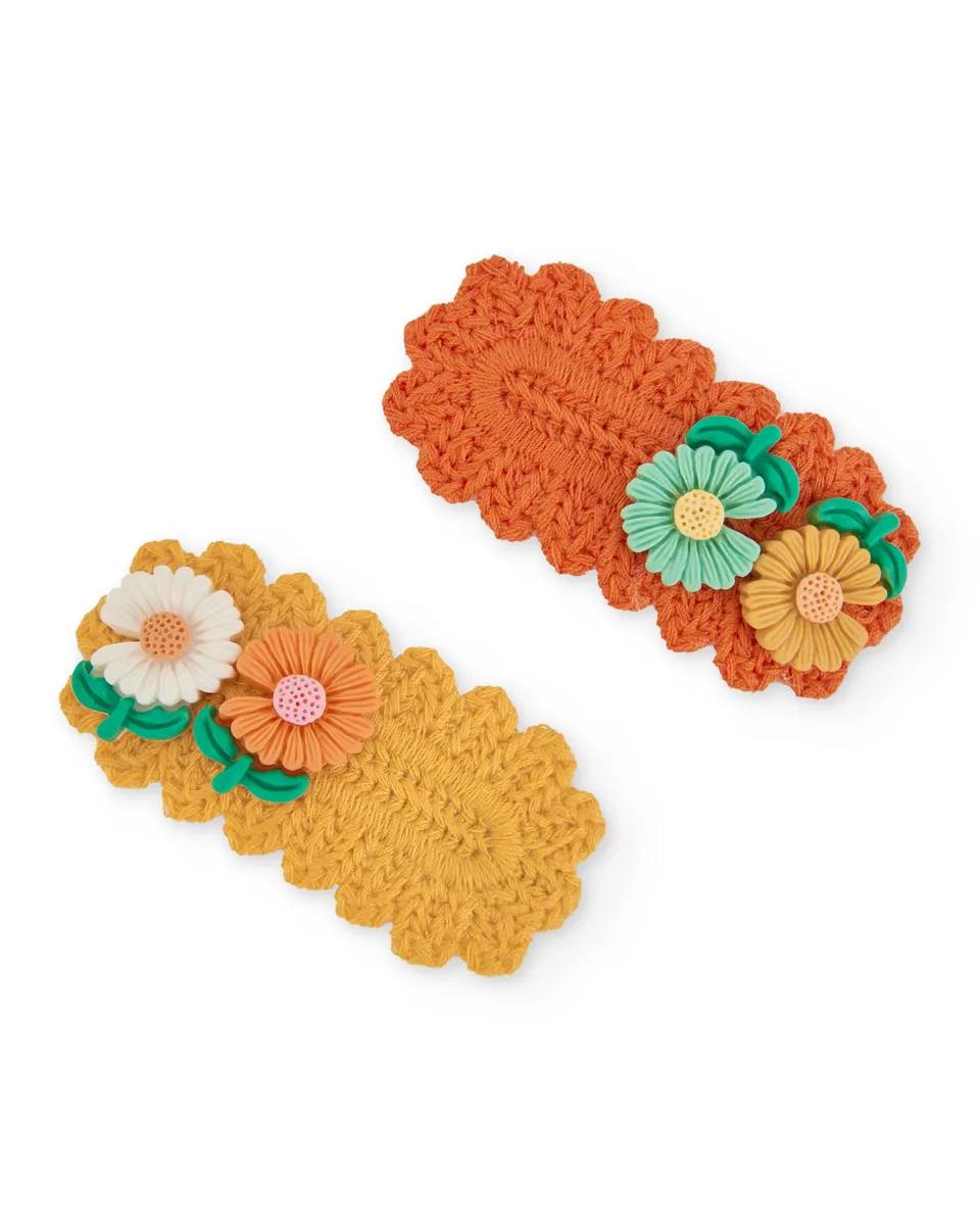 Tuc Tuc Mollette Capelli Fiori Arancione 2 Pezzi