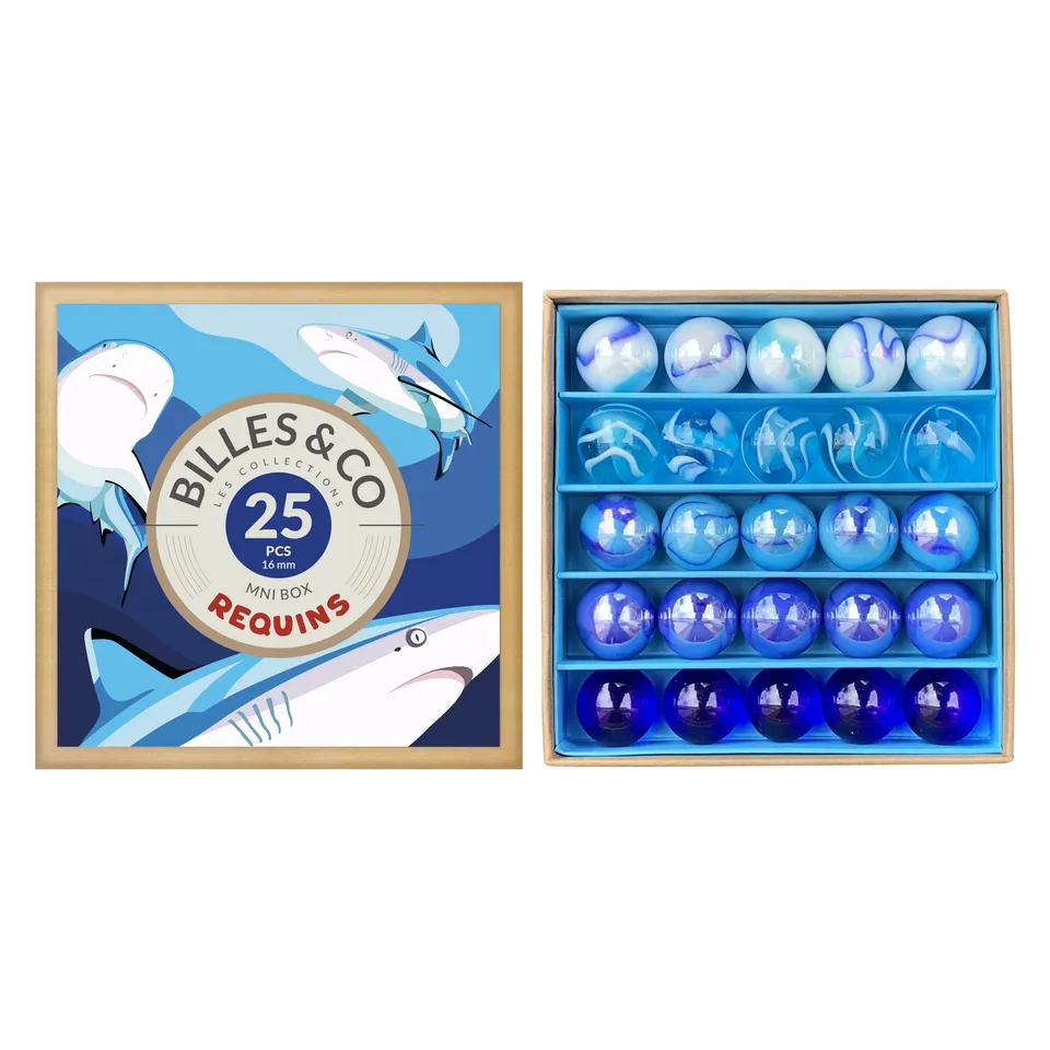Billes & Co Requins scatola 25 biglie in vetro
