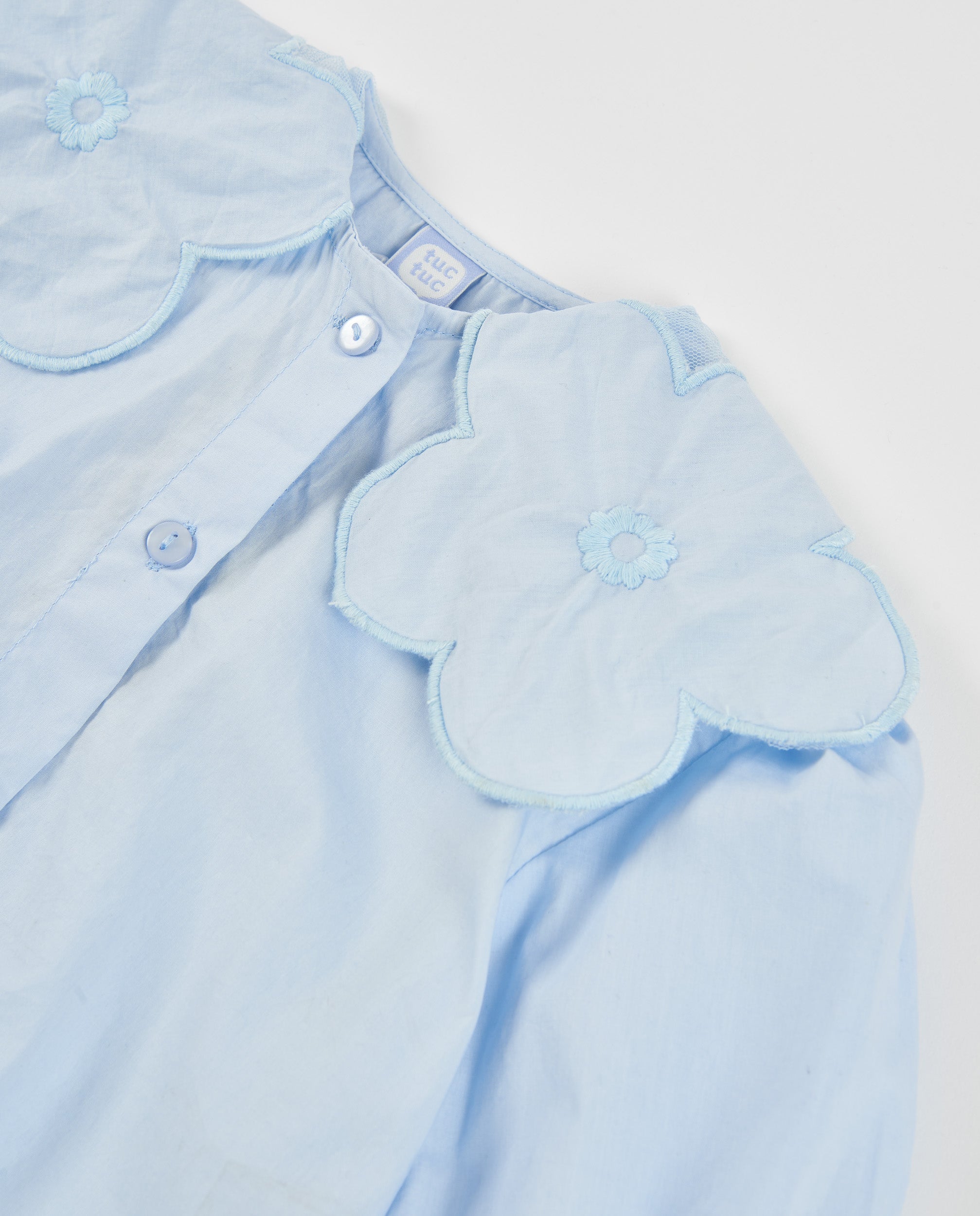 Tuc Tuc camicia bambina azzurra cotone collo volant