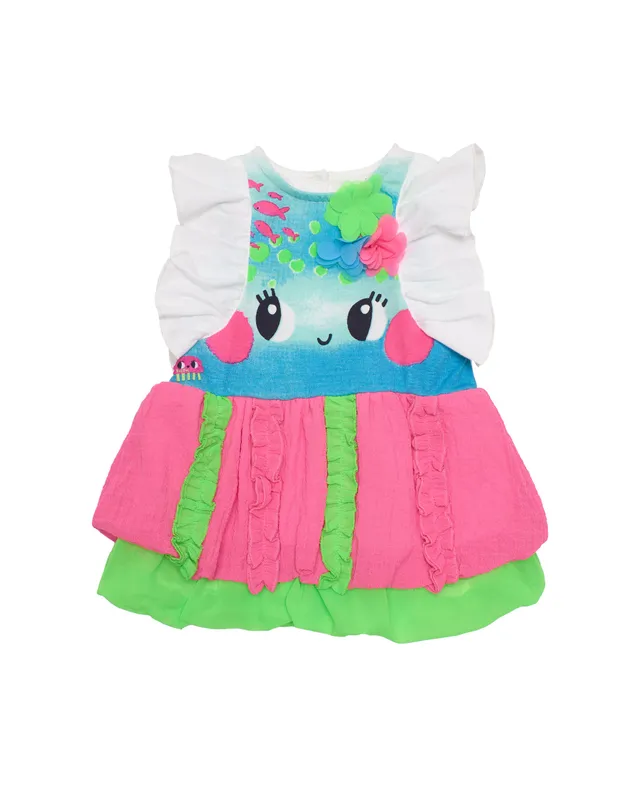 Tuc Tuc vestito bambina blu fiori rilievo