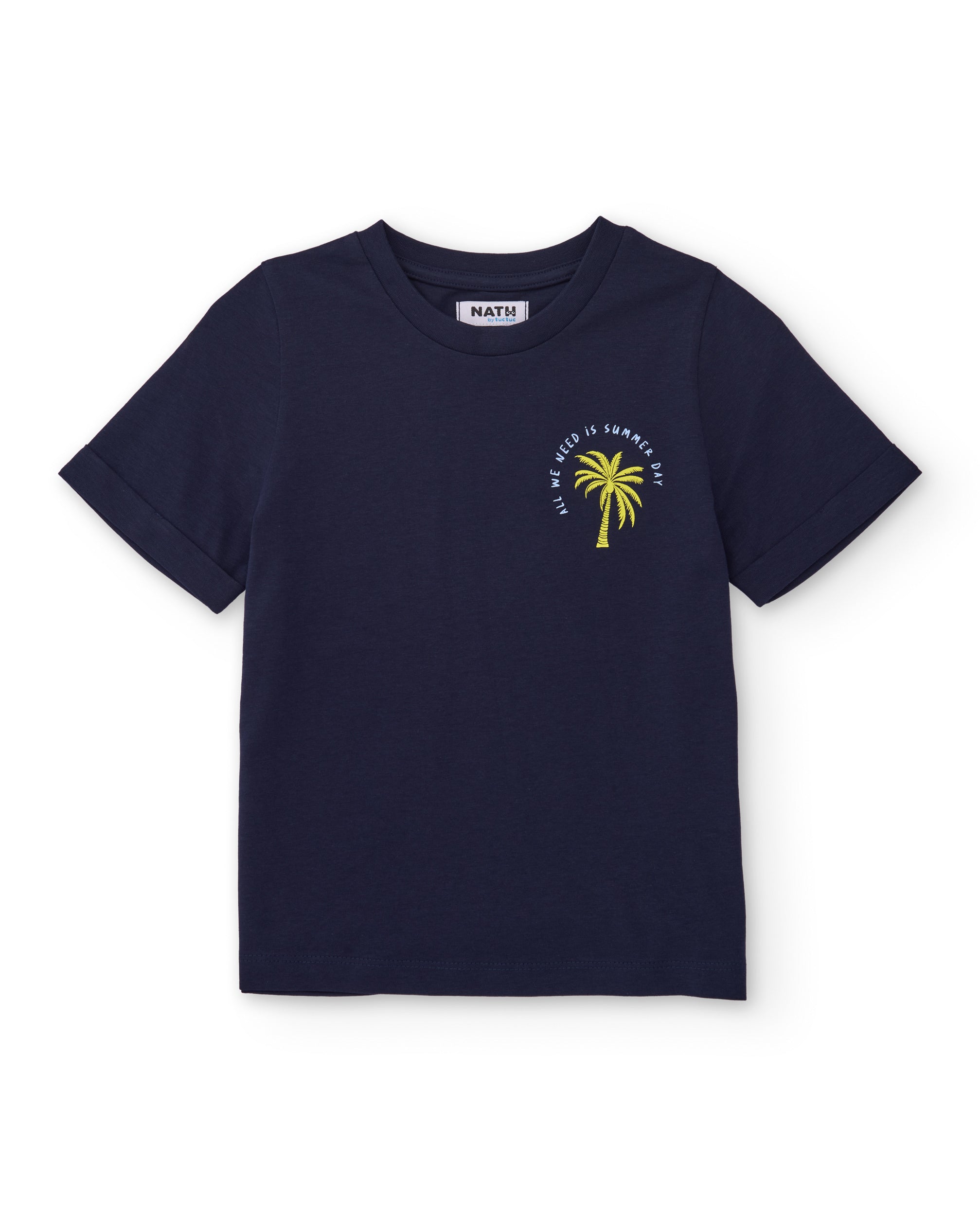 Tuc Tuc t-shirt bambino blu stampa palma manica corta