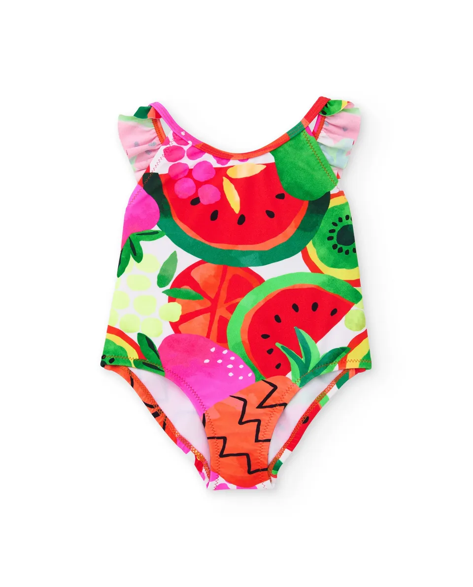 Tuc Tuc Costume Intero Bimba Rosso Frutta Volant