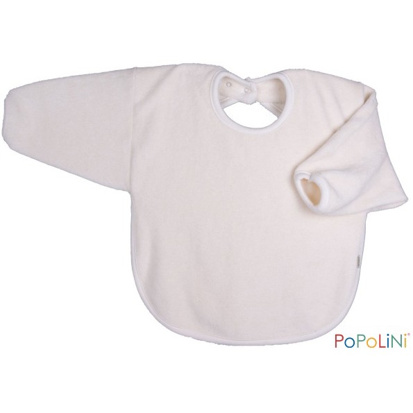 Popolini Bavaglio con Maniche bavaglino ecrù cotone bio