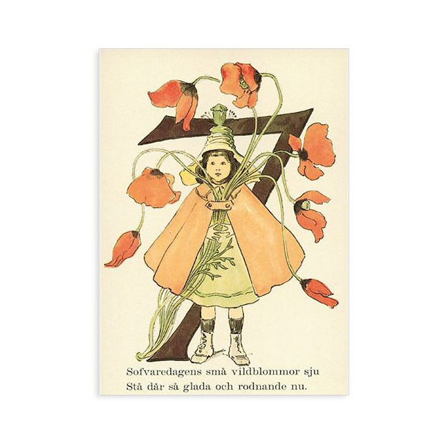 Ottilia Adelborg Numero 7 cartolina fiorita carta