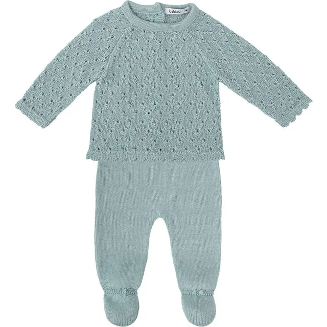 Babidu completo neonato maglia traforata e ghettina 6 mesi
