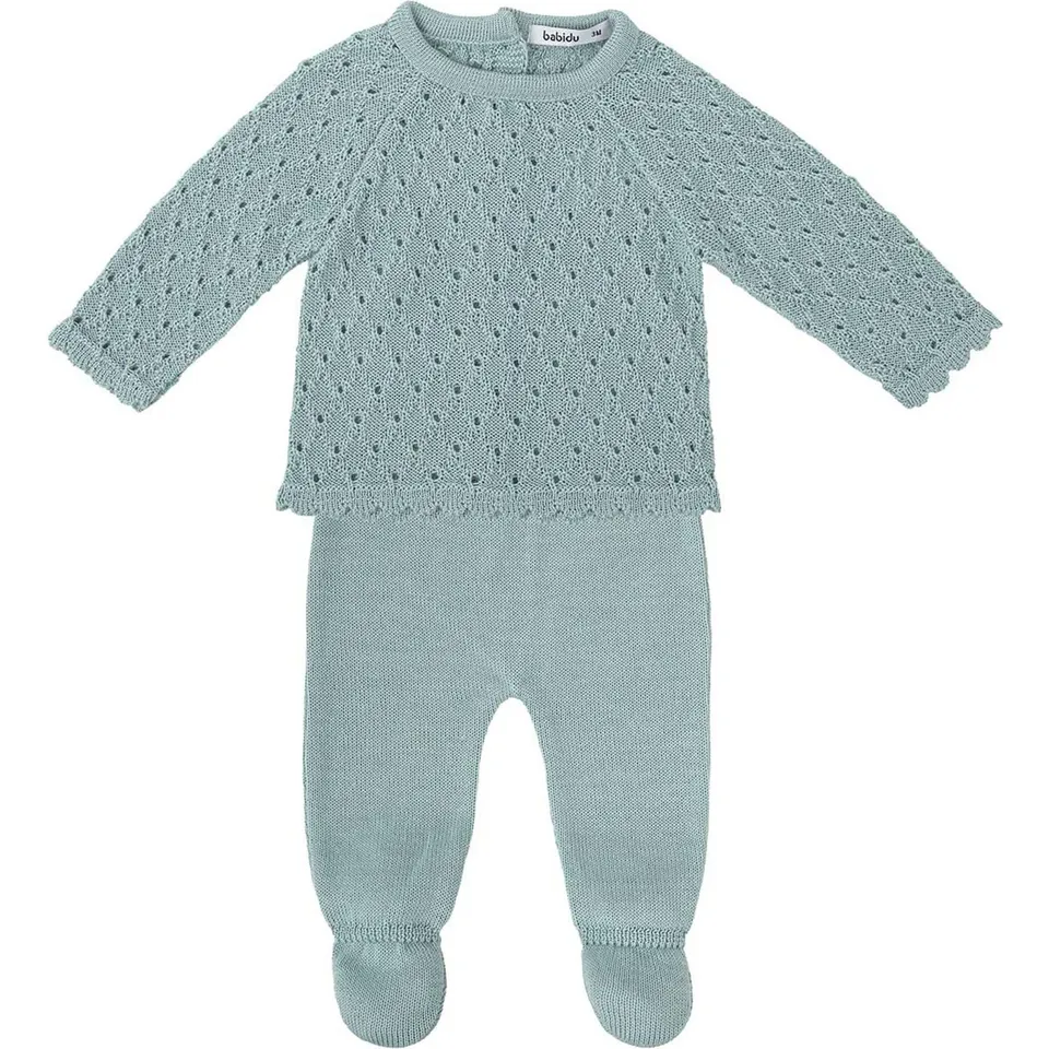 Babidu completo neonato maglia traforata e ghettina 6 mesi