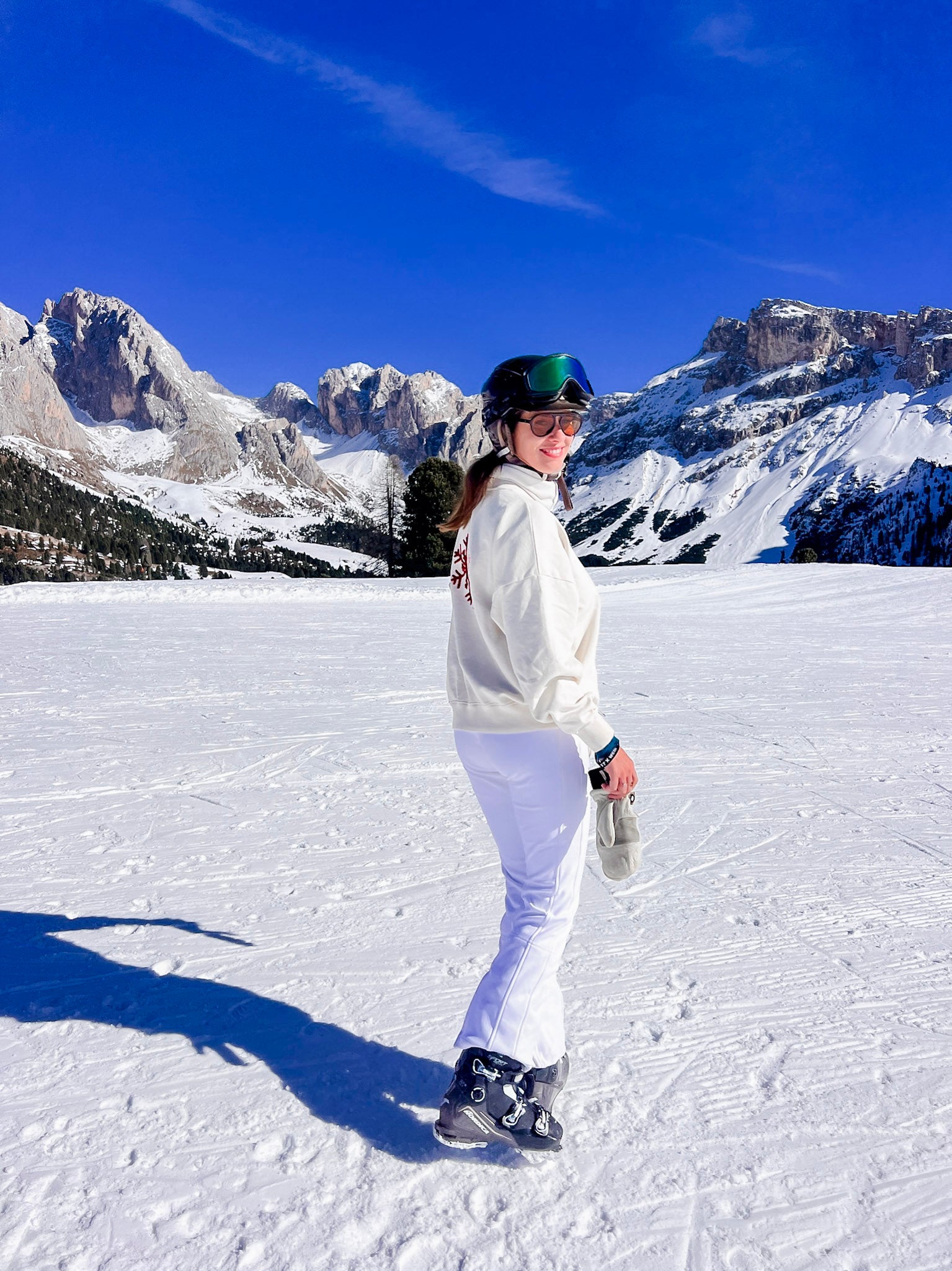 Ella and Rapha Powder Paradise felpa avorio donna stampa