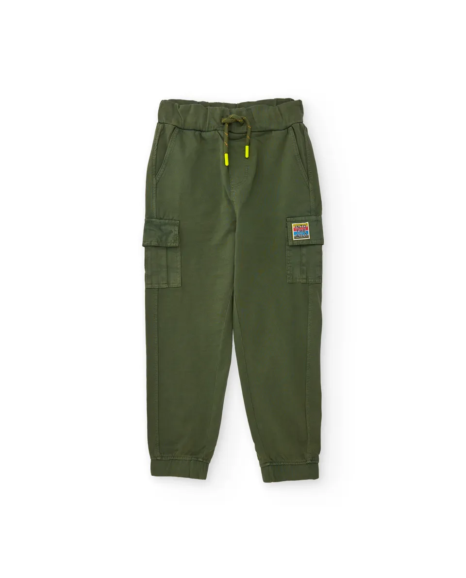 Tuc Tuc pantaloni cargo bimbo verdi tasconi elastici