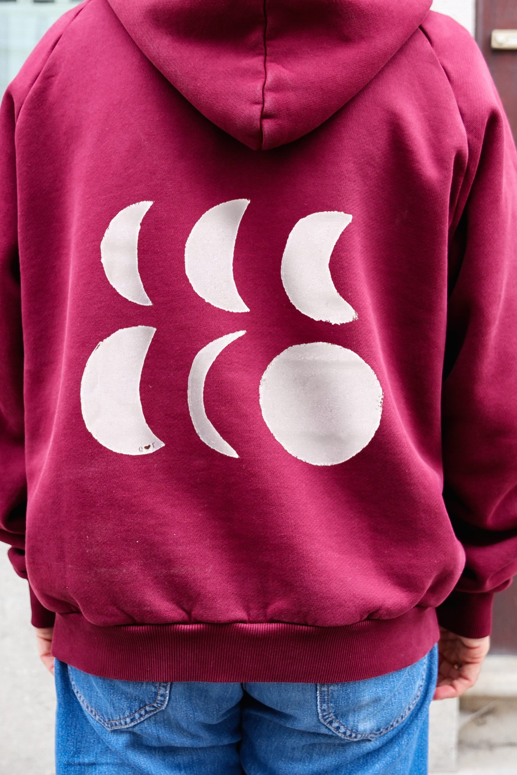 Ella and Rapha Moon felpa con cappuccio uomo bordeaux in cotone