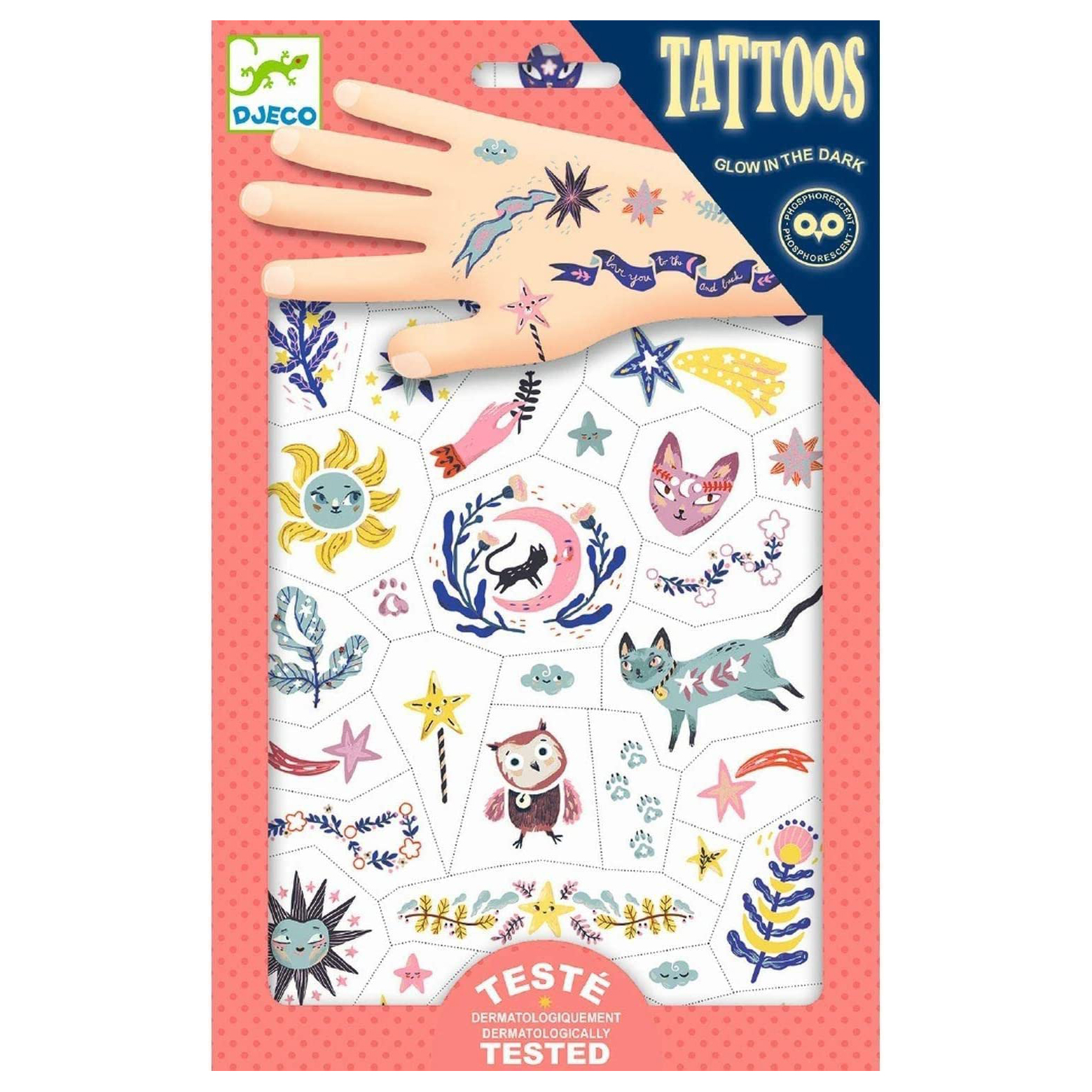 Djeco Sweet Dreams tatuaggi bambini luminescenti 2 fogli